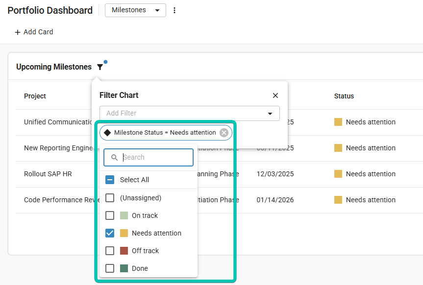Portfolio-Dashboard_Milestone-Status_Filter.png
