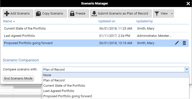 Scenario Comparison – Meisterplan Help Center