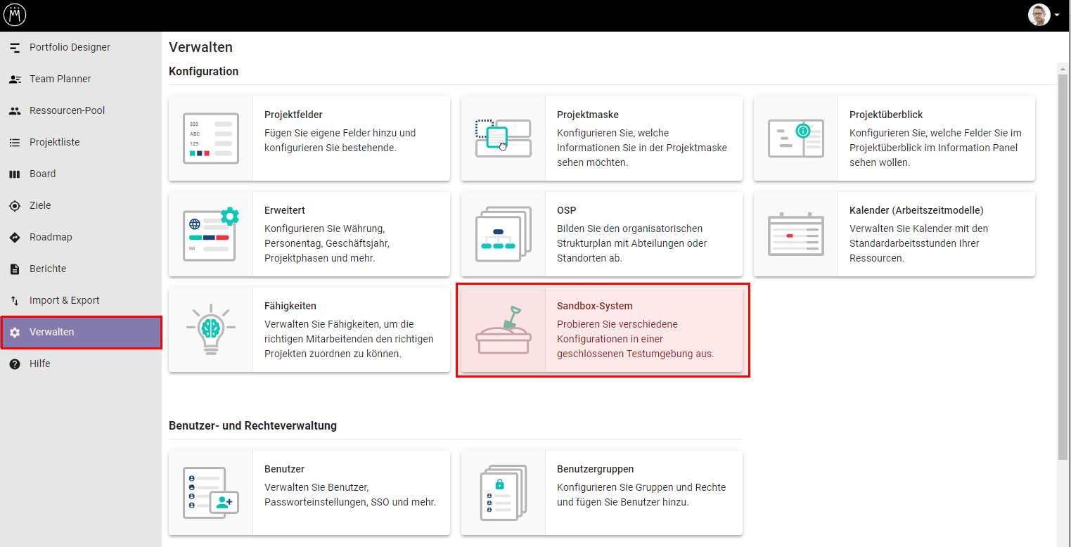 Sandbox verwalten Meisterplan Help Center