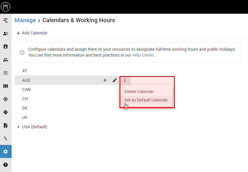 Manage Calendars & Working Hours Meisterplan Help Center
